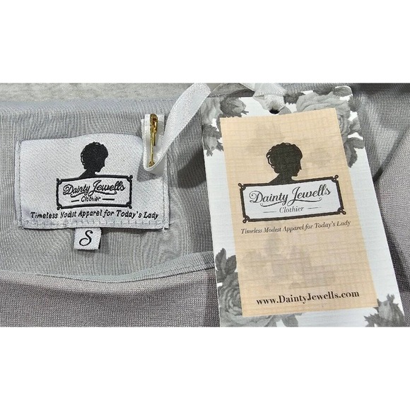 Dainty Jewell's Solid Gray 3/4 Sleeve Maxi Lined Dress WOMENS SIZE SMALL - Picture 10 of 15